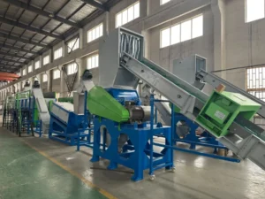 1000kg/h Double Shaft Shredder Equipped Plastic Film Washing Recycling Machine