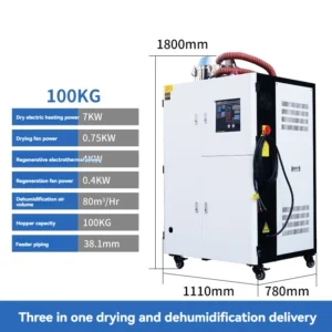 100kg 500kg 3 in 1 Dehumidifying Dryer Injection PET Auto Feeding Large Silent Plastic Dryer
