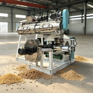 12T/H Large Single Screw Feed Extruder Complete Cattle Feed Puffing Production Line With Auxiliary Equipment