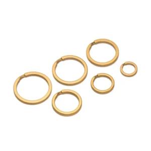 18k Gold Vacuum Plated Stainless Steel Circle Key Ring Flat Aperture DIY Jewelry Findings Keychain Accessories