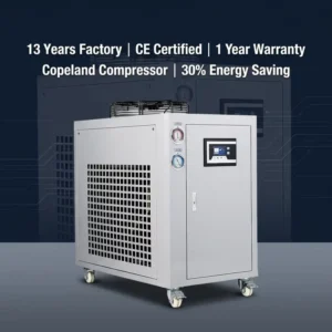 2HP Industrial Chiller 5KW Air Cooled for Plastic Electroplating Printing Cooling OEM Available