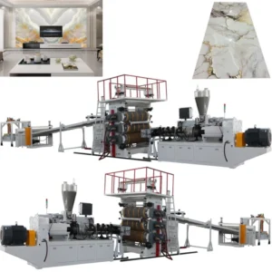 3-10mm Home Decoration Twin Screw Automatic Digital Energy Saving PVC UV Marble Sheet Making Machine with Bearing