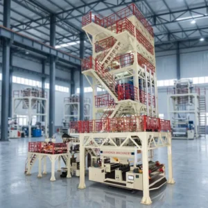 3 Layer Co Extrusion POF Heat Shrinkable Film Blowing Machine 200kg/h Output