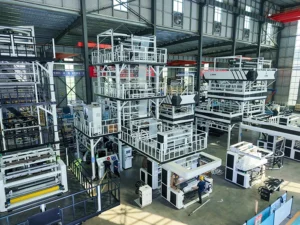 3 Layer Co extrusion LDPE Shrink Film Blowing Machine ABC PE Film Making Machine