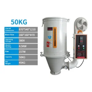 50kg Stainless Steel Granular Hopper Dryer Dehumidification Hot Air Circulation Baking Machine Plastic Drying 24.5kW