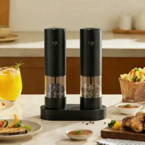 70ML Black Plastic Automatic Electric USB Rechargeable Eco Friendly Pepper Salt Grinder Set Adjustable Grinding Thickness