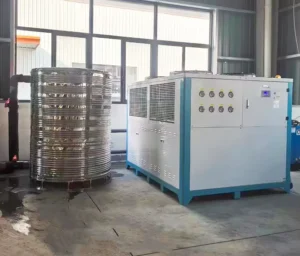 Air Cooled Industrial Water Chiller for Injection Molding Workshop Scroll Compressor 62.4KW Cooling System Motor Pump Temp