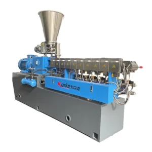 Air Cooling Double Screw Extruder Machine Plastic Granulator PET PVC ABS EPS PC PA PPR Masterbatch Filler Inclined Motor