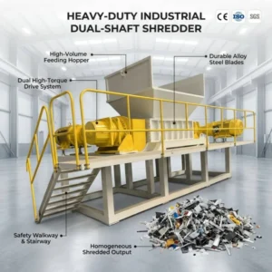 Anti winding Special Spindle Twin Gearbox Shredder PP PE Plastic Film Woven Bag Agricultural Waste Recycling Jam Proof Shredding