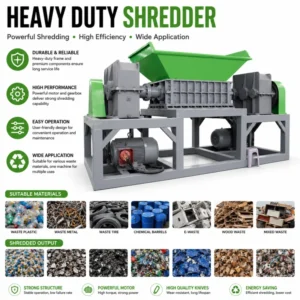 Automatic Double Shaft Shredder for Recycling Plastic Film Shredder Machine Waste Rubber Tire Shredder Machine