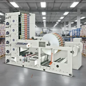 Automatic Flatbed 6 Color Flexographic Label Printer for Paper Plastic Bags Touch Screen Auto Document Feeder 80m/min Speed