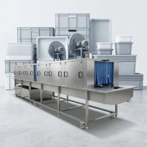 Automatic Industrial Plastic Crate Basket Washing Machine High Pressure Food Tray Washer with Water Recycling System