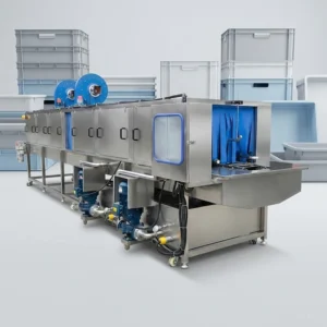 Automatic Logistics Tote Bin Washing Machine Industrial Plastic Container Cleaner System