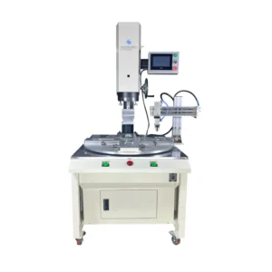 Automatic Multi Station High Efficiency Ultrasonic Turntable Welding Machine With Robot Arm For Speaker Grill Plastic Toy