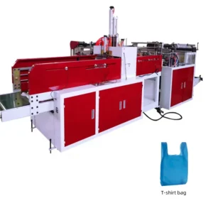 Automatic PP BOPP Plastic Machine Making Bag Garbage T shirt Carrier Shopping Bag Making and Punching Heat Cutting Bag Machine