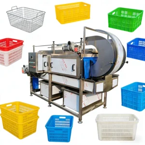 Automatic Plastic Crate Washer Turnover Basket Washing Machine Hot Water High Pressure Cleaner for Food Processing Plant