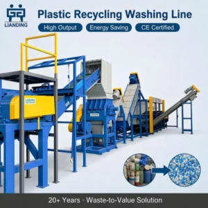 Automatic Plastic Recycling Machine For HDPE PP Rigid Scraps Buckets Washing Line With High Speed Centrifugal Dryer