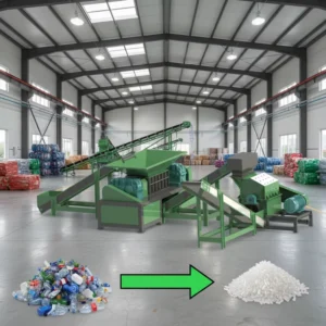 Automatic Plastic Recycling Production Line with Industrial Shredder Machine