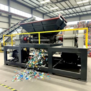 Automatic Plastic Rubber Shredder Crusher Machine Recycling Tires Pallets Pipes Films Industrial Waste Processing Low Noise