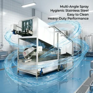 Automatic poultry chicken transport crate basket washing machine for slaughter plant