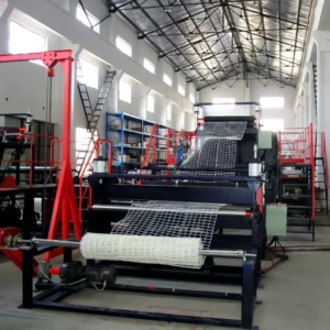 Bi orientation Stretched Mesh Single screw Extrusion Machine PLC Control PP Plastic Net Production Line Featuring Pump Motor