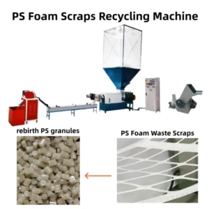 China Factory Fully Automatic PS Foam Waste Plastic Scraps Recycling Machine PLC Controlled 100Kg Per Hour Capacity