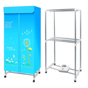 Compact Electric Clothes Dryer 360 Degree Automatic Ironing 4 Lines Heater Hot Air Quick Drying for Household Use Plastic
