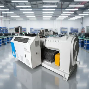 Counter-rotating Conical Twin Screw Extruder PLC Control 34:1 L/D Ratio PVC Pipe