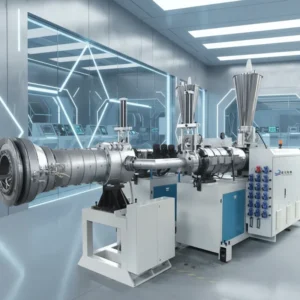 Counter-rotating Twin Screw Extruder PLC Control Gearbox 34:1 L/D Ratio for PVC Pipe Production Long Service Life