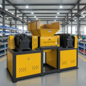 Cross Cut Dual Rotor Crusher Reversible Blades for Rubber Tires Cable Wire Steel Drum Double Shaft Shredder