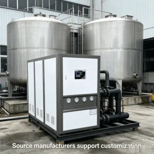 Custom 25HP Water Cooled Industrial Water Chiller 75KW 350L 460L/min Factory Direct for Injection Molding Electroplating