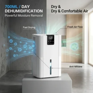 Dehumidifier for Home Moisture Remover Ultra Quiet Moisture Absorbent Dryer for Clothes Basement Bedroom LED Changing Light 700