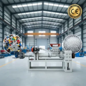 Double Stage Single Screw PLC Controlled Motor Driven Plastic Pelletizer for PC LDPE PP HDPE Waste Plastic Processing