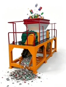Dual Shaft Shredder Waste Plastic Film HDPE Pipe Plastic Barrel Solid Waste Recycling Shredding Machine