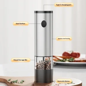 Electric Plastic ABS Portable Thickness Adjustable USB Type C Rechargeable Polishing Pepper Grinder