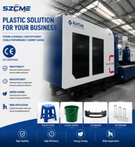 Energy Saving Used Model 800t Horizontal Hydraulic Injection Molding Machine PLC for Plastic Chair Techmation System