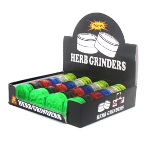 Free Sample Custom Logo 3 Pieces 42MM Plastic Tobacco Herb Grinder