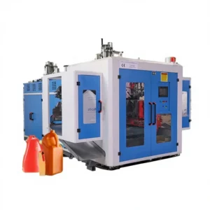 Fully Automatic Extrusion Blow Molding Machine PLC Core Components Plastic PP HDPE Jerrycan Barrel 68kN Clamping Force