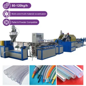 Fully Automatic High Productivity Single Screw Motor Gearbox PVC Braided Fiber Reinforced Hose Extrusion Line Soft PVC Garden