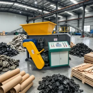 Fully Automatic Plastic Block Material Shredder Fiber Crusher Rubber Crusher Waste Fabric Shredder Hydraulic Singleaxis Shredder