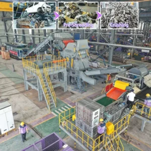 Fully Automatic Scrap Car Metal Aluminum Waste Household Appliance Refrigerator Mobile Shredder Crusher Sorting Recycling Line