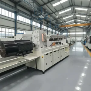 HDPE LDPE PE Pipe Production Line Twin Screw Extruder Gearbox PLC Long Service Life Bearing Motor Pump 80kW Jiangsu