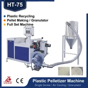 HT-75 Single Screw Air Cooling Pellet Making Granulator Extrusion Pelletizer Small Plastic Recycling Machine Full Set