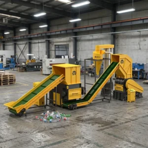 Heavy Duty Material Recycling with Conveyor Shredder Crusher for LDPE Film Woven Bags Cardboard Sheets Pipes ABS