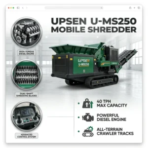 Heavy Duty Mobile Shredder Wood Crusher Industrial Automatic Shredding Machine Engine Gear Bearing Metal Tire Biomass