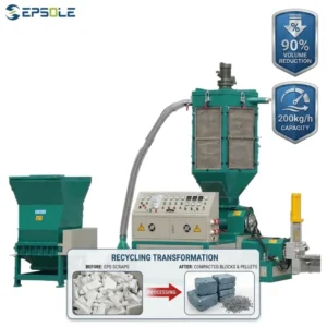 High Efficiency Automatic EPS Foam Recycling Machine Professional Waste Polystyrene Crusher Densifier One button Control for EPS