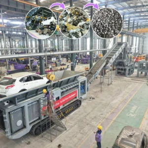 High Efficiency Scrap Metal Steel Car Waste Refrigerator Air Conditioner Tracked Mobile Shredder Sorting Recycling Line