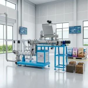High Efficiency Twin Screw Feed Extruder Stainless Steel Aquatic Pet Animal Feed Extrusion Production Equipment