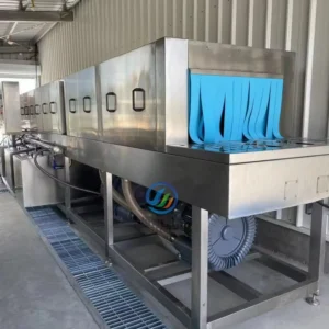 High Pressure Crate & Pallet Washer with Hot Water and Drying System
