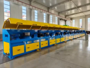 High Speed Automatic Straight Type Steel Wire Drawing Machine With PLC Gearbox Motor